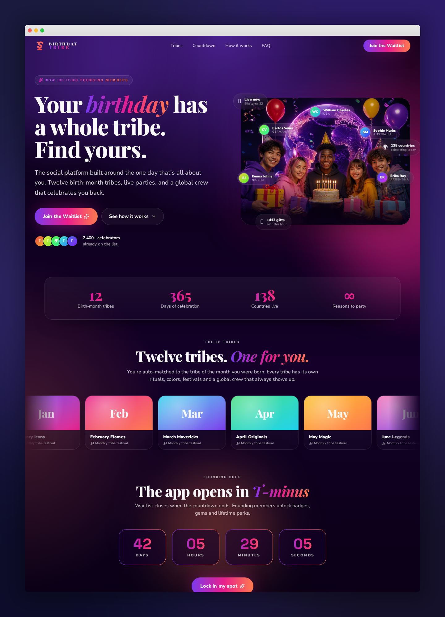 Birthday Tribe app preview
